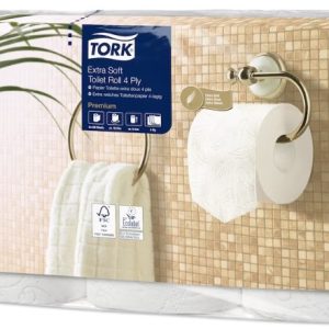 Tualetes papīrs TORK Premium Extra Soft Conventional T4, 4 sl., 153 lapiņas rullī, 9.7 cm x 19.1 m, baltā krāsā, 6 gab./iepak. - 400-09749