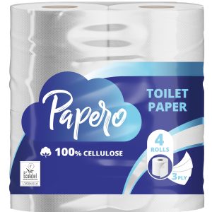 Tualetes papīrs PAPERO, 3 slāņi, 15.95 m, 145 loksnes, 4 ruļļi - 400-11907