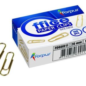 Kancelejas saspraudes FORPUS 26mm (100gab) zeltītas