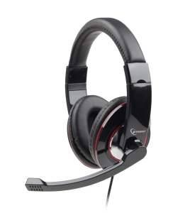 Austiņas Gembird MHS-001 glossy black 20-20 000Hz, stereo, kabelis 1.8m