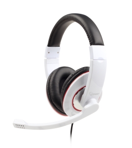 Austiņas Gembird MHS-001-GW glossy white 20-20 000Hz, stereo, kabelis 1.8m