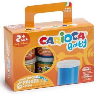 Pirkstiņkrāsu komplekts bērniem CARIOCA BABY, 6 krāsas x 80 ml - 200-12174
