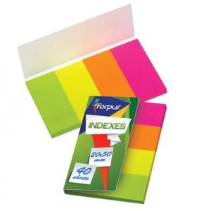 Pašlīpošie indeksi FORPUS 20x50mm, 4 krāsās neona papīra