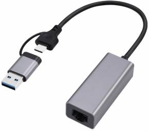 Adapteris Gembird USB 3.1 + Type-C Gigabit Network Adapter Space Grey
