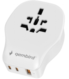 Adapteris Gembird universal travel adapter 20W White