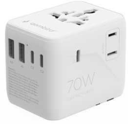 Adapteris Gembird universal travel adapter 70W White
