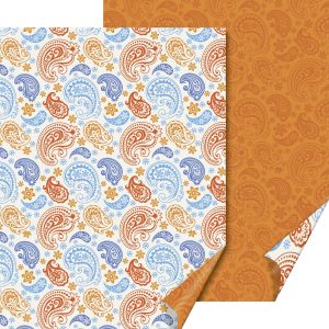 Dekoratīvs kartons 50x70cm Paisley, oranžs-zils