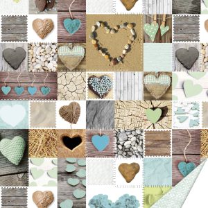 Dekoratīvs kartons 50x70cm Natural Hearts, piparmētru krāsas