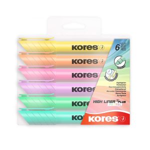 Teksta marķieris KORES HIGH LINER PLUS, 4 pasteļu krāsas - 200-12605