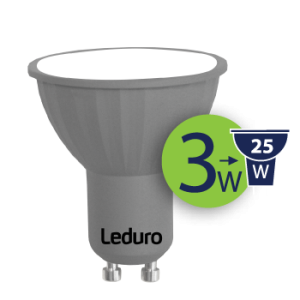 LED spuldze Leduro PAR16 GU10 3W 3000K 210lm matēta