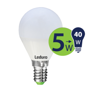 LED spuldze Leduro G45 E14 5W 2700K 400lm matēta