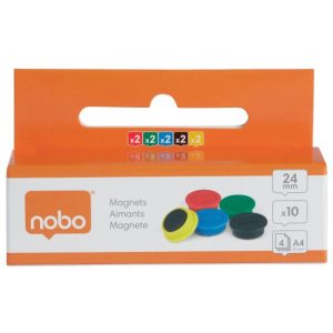 Magnētiskās tāfeles magnēti Nobo 10 iepakojumā 24 mm krāsaini - 250-08549