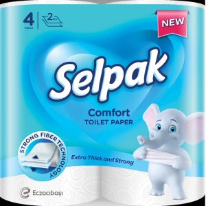 Tualetes papīrs SELPAK, 2 slāņi, 18m, 150 loksnes, 4 ruļļi - 400-08854