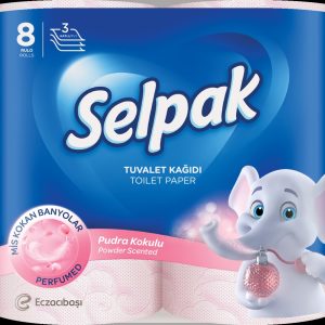 Tualetes papīrs SELPAK Powder 3 slāņi, 18,6m, 140 loksnes, 8 ruļļi - 400-11904