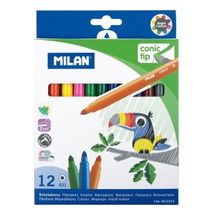 Flomāsteri 12 krāsas d=5mm conic tip,  Milan