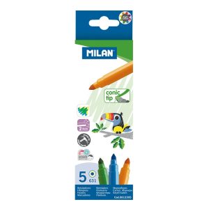 Flomāsteri 5 krāsas d=5mm conic tip Milan