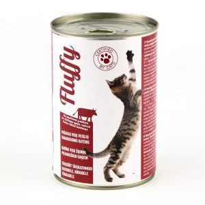 Konservi kaķiem FLUFFY, ar liellopa gaļu, 410g - 450-24988