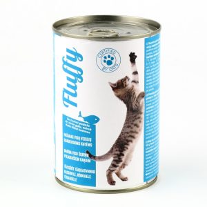 Konservi kaķiem FLUFFY, ar zivīm, 410g - 450-24987