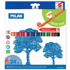 Zīmuļi krāsainie 24 krāsas,  trīsstūraini Milan
