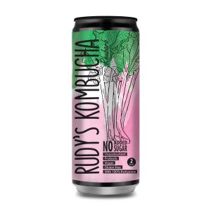 Tējas dzēriens RUDY'S Kombucha Rhubarb, bez cukura, bundžā, 0.33l (DEP) - 450-19090