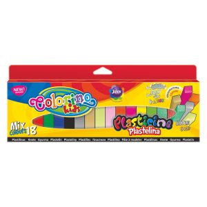 Plastilīns COLORINO KIDS 18 krāsas: 6 pamatkrāsas plus ar spīdumiem, zelta, sudraba krāsas, spīdošas tumsā uc, asorti - 550-02893