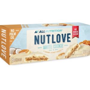 Kokosriekstu cepumi NUT LOVE ALLNUTRITION ar karameli un zemesriekstiem, pārklāti ar piena glazūru, - 450-27313