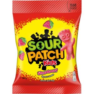 Sour Patch Kids Zemeņu garšas želejkonfektes ar skābo cukura apvalku 160g - 450-23229