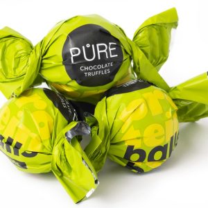 Tumšās šokolādes trifeles ar proteīna zemesriekstu krēma pildījumu 500g, PURE - 450-27889