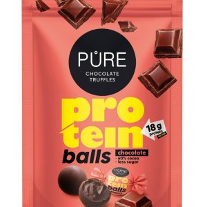 Tumšās šokolādes trifeles ar proteīna šokolādes krēma pildījumu 91g PURE - 450-23115