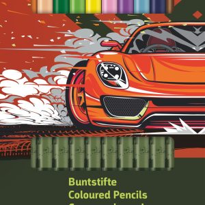 Krāsaino zīmuļu komplekts Fast Wheels, 12gab.